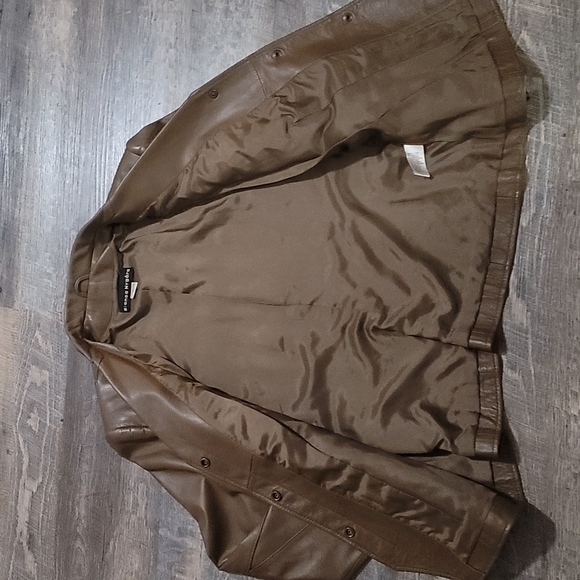 Stunning like new brown 100% real leather jacket women's size 12 Bianca Nygard - Picture 4 of 8